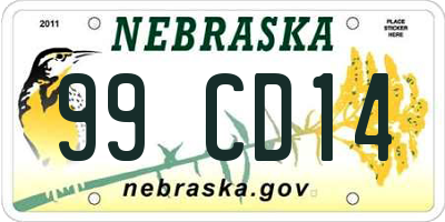 NE license plate 99CD14