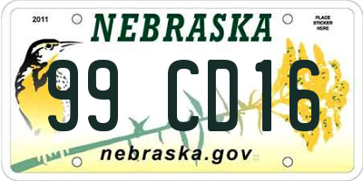 NE license plate 99CD16