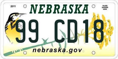 NE license plate 99CD18