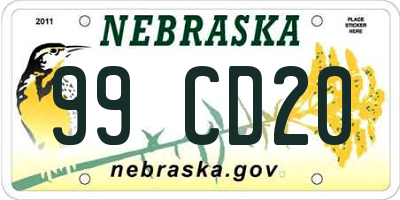 NE license plate 99CD20