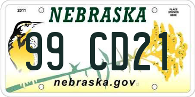 NE license plate 99CD21