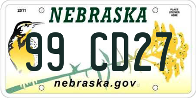 NE license plate 99CD27