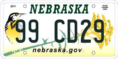 NE license plate 99CD29