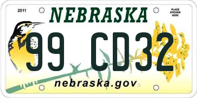 NE license plate 99CD32