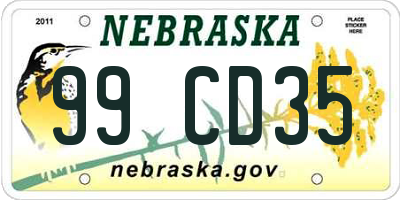 NE license plate 99CD35