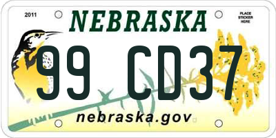 NE license plate 99CD37