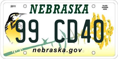 NE license plate 99CD40