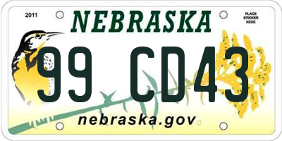 NE license plate 99CD43