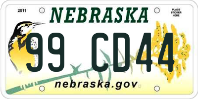 NE license plate 99CD44