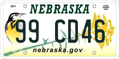 NE license plate 99CD46