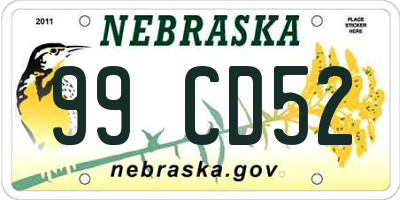 NE license plate 99CD52