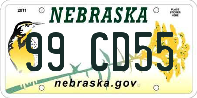 NE license plate 99CD55