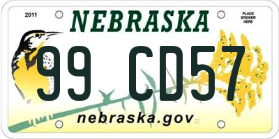 NE license plate 99CD57