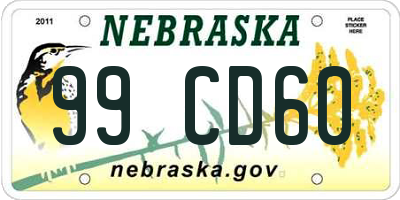 NE license plate 99CD60