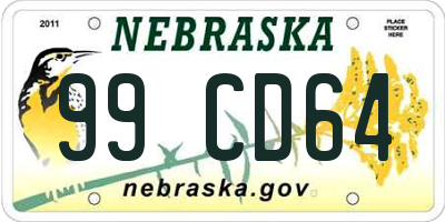 NE license plate 99CD64