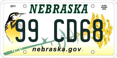 NE license plate 99CD68