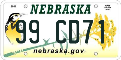 NE license plate 99CD71