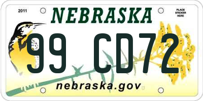 NE license plate 99CD72