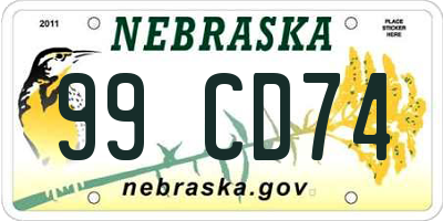 NE license plate 99CD74