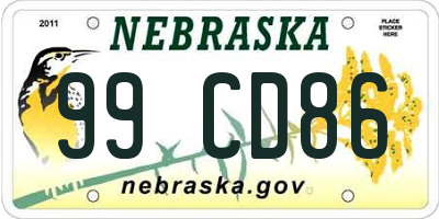 NE license plate 99CD86