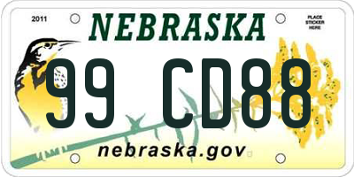 NE license plate 99CD88