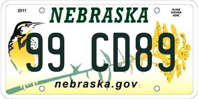 NE license plate 99CD89