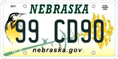 NE license plate 99CD90