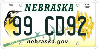 NE license plate 99CD92