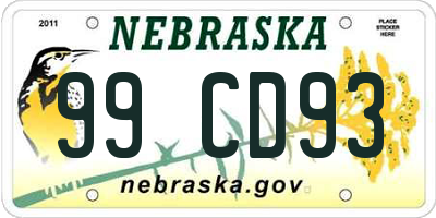 NE license plate 99CD93