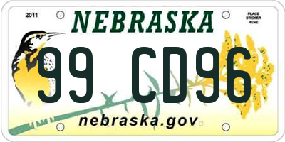 NE license plate 99CD96