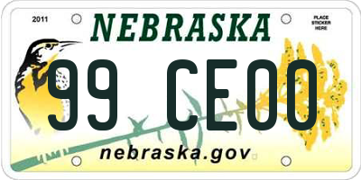 NE license plate 99CE00