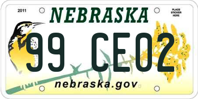 NE license plate 99CE02