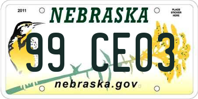 NE license plate 99CE03