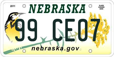 NE license plate 99CE07