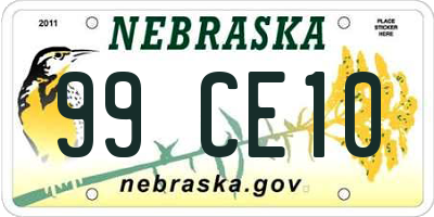 NE license plate 99CE10