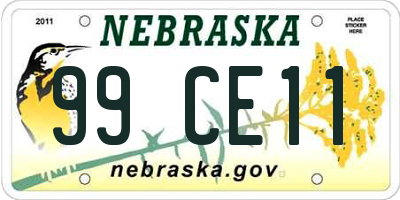 NE license plate 99CE11