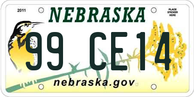 NE license plate 99CE14