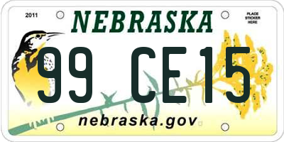 NE license plate 99CE15