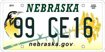 NE license plate 99CE16