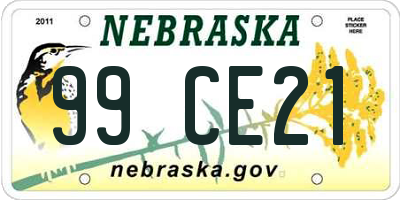 NE license plate 99CE21