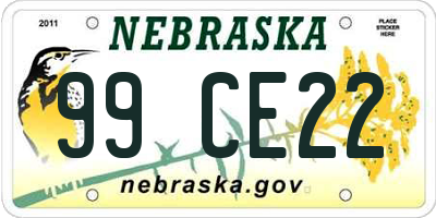 NE license plate 99CE22