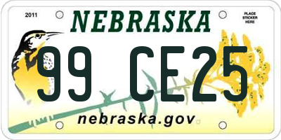 NE license plate 99CE25