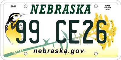 NE license plate 99CE26