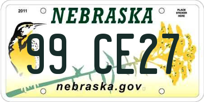 NE license plate 99CE27