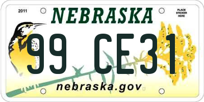 NE license plate 99CE31