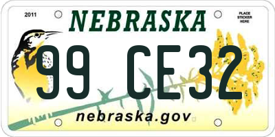 NE license plate 99CE32