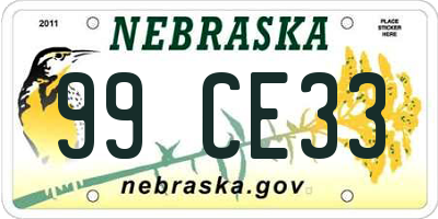 NE license plate 99CE33