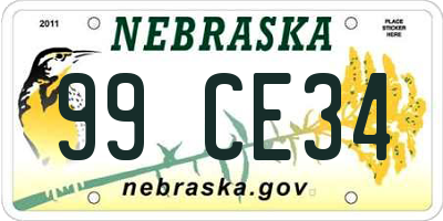 NE license plate 99CE34