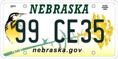 NE license plate 99CE35