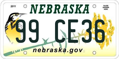 NE license plate 99CE36